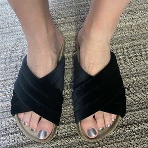 GUC STEVE MADDEN SIZE 7 VELVET SLIDES RESEMBLE BIRKS VERY COMFY